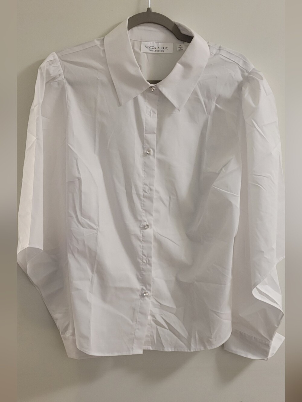 Vivica Fox Poplin Shirt With Cut Put Arms And Rinestone Buttons 1X
